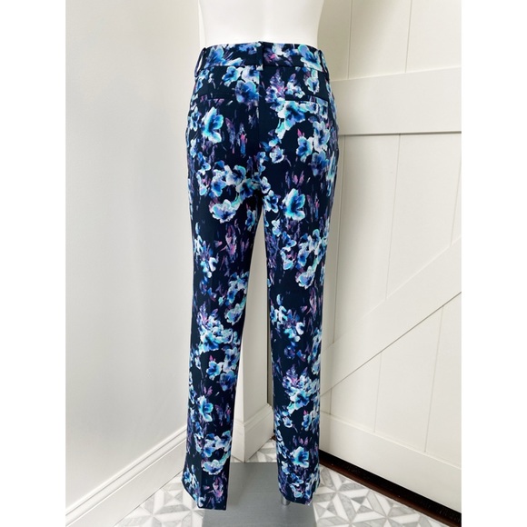 Ann Taylor Blue Floral Career Dress Pants 4 Tall - Picture 4 of 6